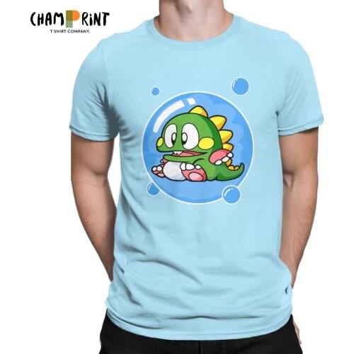 Bubble Bobble T Shirts for Men Cotton Novelty T-Shirts Retro Cute FC Console Game Tee Shirt Short Sleeve Clothing Gift Idea