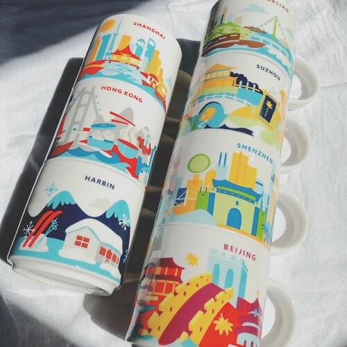 Global Collection Coffee Mugs Tea Cup Ceramic USA City Bone China New York Los Angeles San Francisco Dallas Toronto Best Gift
