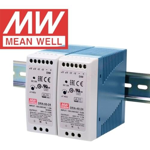 Original Mean Well DRA-40/60-12V/24V meanwell DRA Series DIN Rail 40W-60W Single Output Switching Power Supply