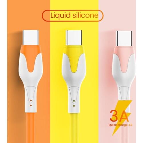 Liquid silica USB C Cable 3A Fast Charging Cable For Huawei Pro Samsung USB Type C Data Cable Phone USB-C Type-C Data Cord Wire