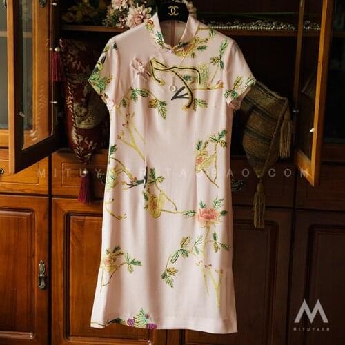 Chinese Phoenix Gouache Cheongsam 2021 New And Graceful Womens Dress