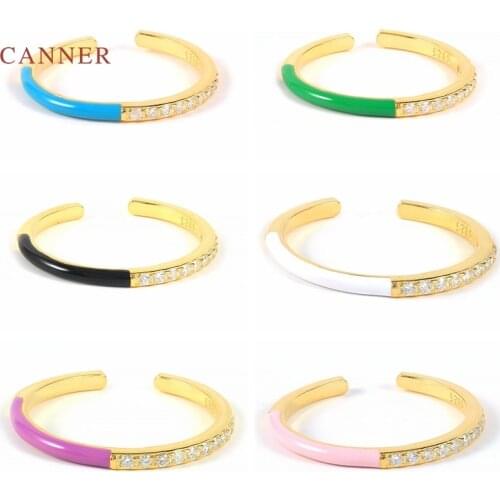 CANNER Colored Enamel Rings For Women Girls 925 Silver Ring 2021 Trend Anillos Mujer Fine Jewelry Paired Rings Bulk Minimalist