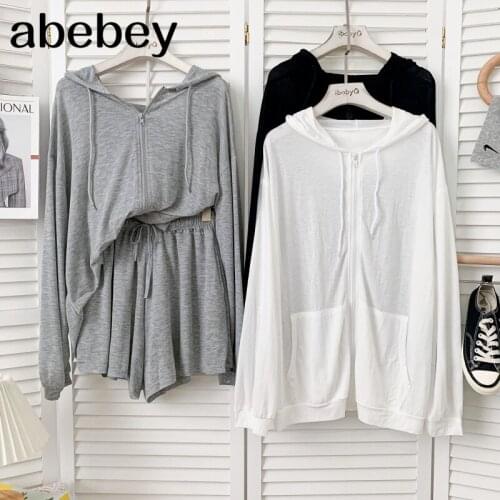 Fashion hooded collar long sleeve zipper Coats Top + high waist elastic waist casual wide leg Shorts 2-piece set 2021 New Summer