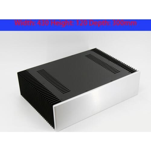 KYYSLB 430*120*310mm All Aluminum Amplifier Chassis Box House DIY BZ4312 Enclosure with Cooling Holes Blank Amplifier Case Shell