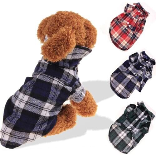 Summer Pet Clothes Fashion Plaid Shirts Puppy Blouse with Buttons Two Legs T-shirt for Small Medium Dogs Chihuahua Pet Product