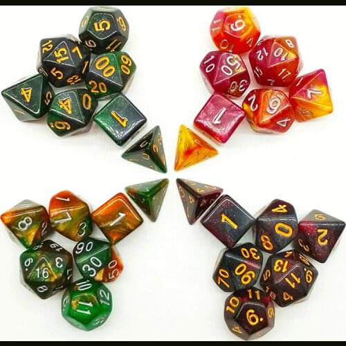 Hot Sales 7Pcs/Set Pack Polyhedral Game DND Toy number Set For starry sky Dice Party Drinking Dice dice set