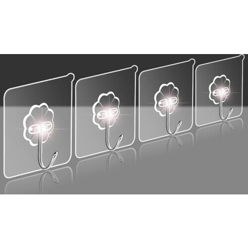 Reusable Transparent Seamless Hanging Hook 5Pcs/Pack Multi Purpose Self Adhesive Oilproof Waterproof Stainless Steel/PVC Hook