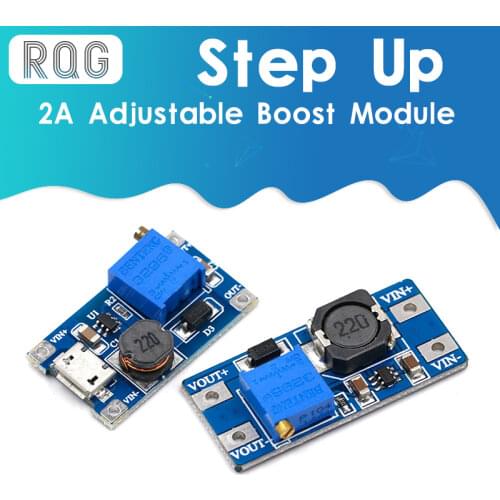 MT3608 DC-DC Adjustable Boost Module 2A Boost Plate Step Up Module with MICRO USB 2V-24V to 5V 9V 12V 28V