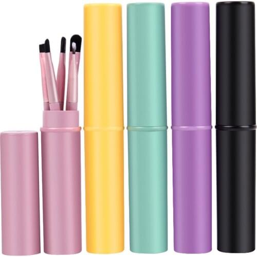 Portable 5pcs Makeup Brush Set Eyeshadow Eyeliner Lip Brush Round Bucket Soft Hair Blending Eye Makeup Brushes Set with Case