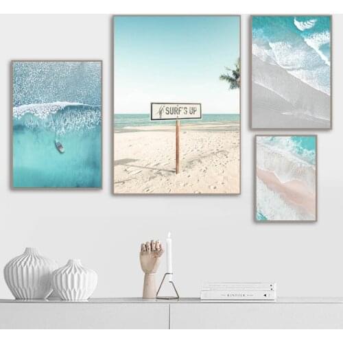 Boat Ocean Waves Overhead Wall Art Canvas Painting Nordic Posters And Prints Wall Pictures For Living Kids Room Decoration