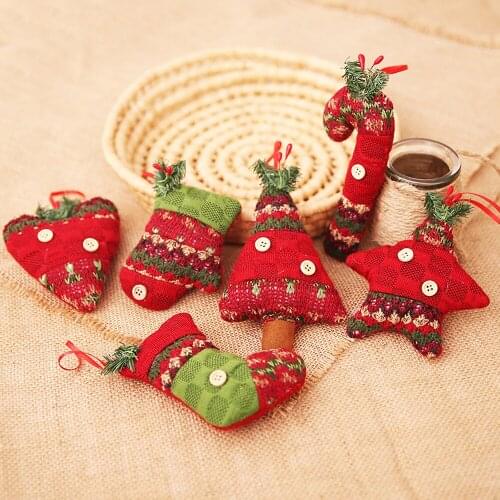 1Pcs Christmas Fabric Hanging Decorations Non-woven Boots/Gloves/Crutch Christmas Tree Pendants For New Year Decorations