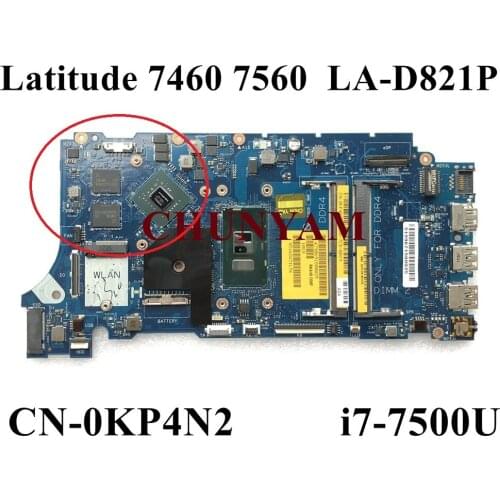 NEW LA-D821P i7-7500U FOR Dell Inspiron 7460 7560 / vostro 5468 5568 Laptop Notebook Motherboard CN-0KP4N2 KP4N2 Mainboard