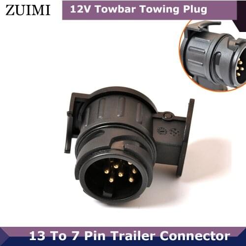 New 13 To 7 Pin Trailer Connector 12V Towbar Towing Plug Adapter Durable Waterproof RV Plugs Socket Adapter Protects Accessories