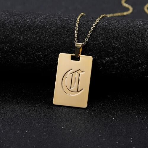 Personalized Gold Initial Letter Stainless Steel A-Z Alphabet Pendant Corrosion Necklace For Women Pendant Jewelry Men Gifts