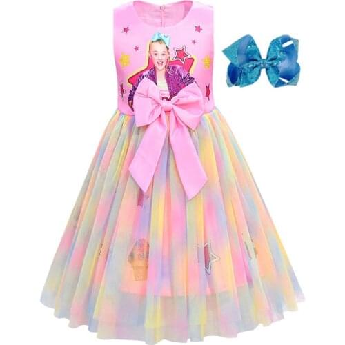 Girls Jojo Siwa cosplay dresses toddler girls christmas Birthday Vestidos clothes baby girl Kleid jojo siwa robe princess dress
