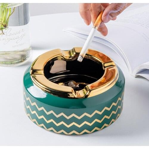 Nordic style atmosphere simple modern ceramic phnom edge ashtray bar table decoration marbling anti-fly ash plate