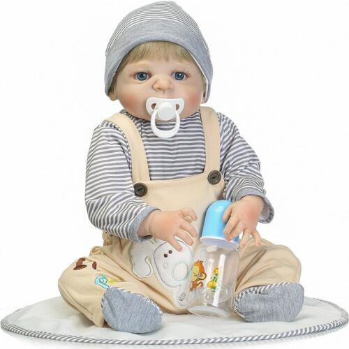 23" Reborn Babies Full Silicone Vinyl Body Blond Hair Boy Girl Realistic Doll Reborn Can Enter Water Kids Bath Toy Dolls Boneca