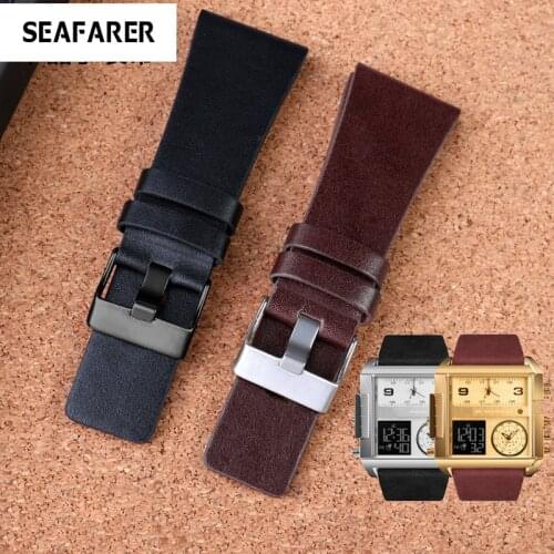 For Diesel Watchbands Mens Wrist Large Size Watch Bands P-Olice 26MM 28MM 30MM 32MM Black Brown Genuine Calf Hide Leather Strap