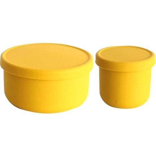 Silicone Fresh-Keeping Box with Lid,Bento/Lunch Box/Fruit Salad Fresh-Keeping Bowl,Sealed Storage Box,700ML+250ML