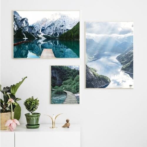 Scandinavian Nature Landscape diamond painting Mountain Lake Boat Wall Art diamond embroidery Painting Modern Living Room Decor