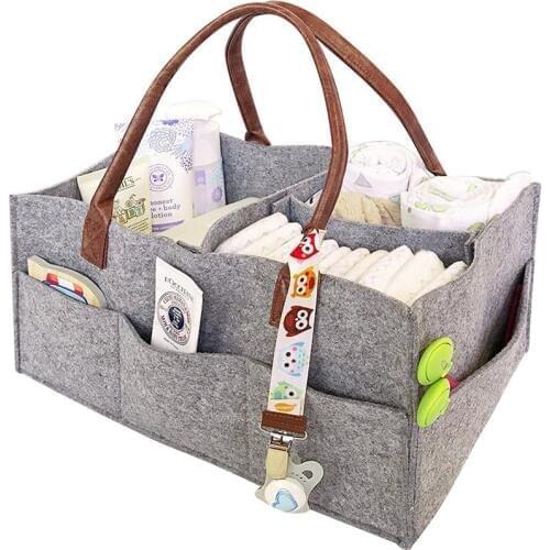 Felt clothes Storage Bag Foldable Baby Diaper Caddy Changing Table Organiser Toy Storage Basket Car Travel Organizer