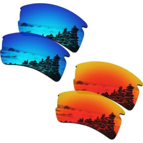 SmartVLT 2 Pairs Polarized Sunglasses Replacement Lenses for Oakley Flak 2.0 XL Ice Blue and Fire Red