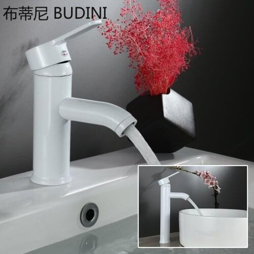 Bathroom Faucet White Basin Faucet Cold And Hot Water Mixer Sink Faucet Handle Deck Mounted Tall/Short Tap Single Hole Bath Tap