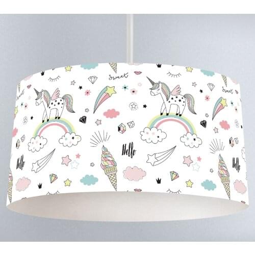 Lamp For Kids Bedrooms Light Chandelier for Living Room Childrens Room Sweet Ice Cream Unicorn Rainbow Diamonds Pattern 101