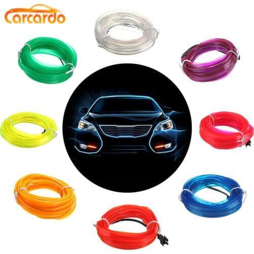 Carcardo LED Neon Light EL Wire Rope Tube DIY Flexible Neon Strip Line For Car Interior Decoration Strip Car Styling