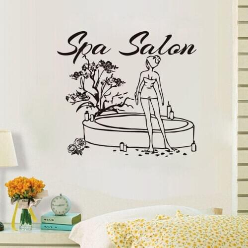 Bathroom Vinyl Wall Window Stickers Spa Salon Quote Decal Removable Art Wallpaper Waterproof Bathroom Spa Salon Decorative ZA307