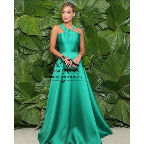 Green Plus Size Long Evening Dresses 2021 A Line Cheap Simple Vestidos De Noche Elegantes Formal Night Party Gowns For Women
