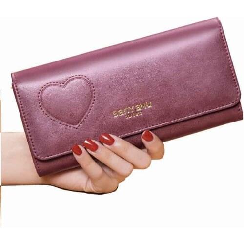 Wallet Women Genuine Leather Female Wallets Coin Purse Long ID Card Purses Cell Phone Coin Pocket Money Bag Love Template