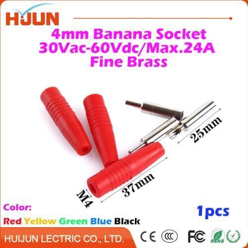 1pcs 4mm 24A Copper Banana Panel Socket Plug Binding Post Audio Speaker Adapter Amplifier Power Female Terminal Connector
