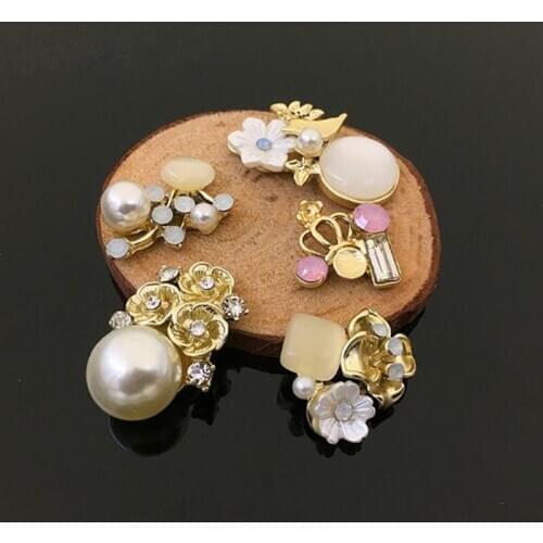 1 pcs Flower Rhinestones Buttons Pearl button wedding decoration Diy Alloy Diamante Cryustal Bow Accessories