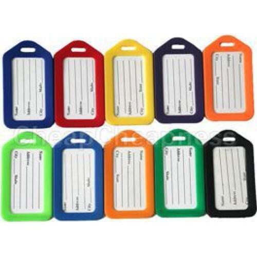 10Pcs/lot New Fashion Plastic Travel Luggage Tags Colorful Luggage Labels With Transparent Straps Ramdom Color