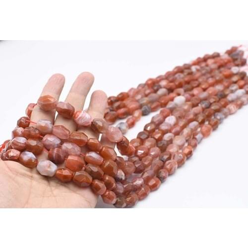 11x14mm AA Natural Faceted chalcedony/South Red Agate Stone Beads For DIY necklace bracelet jewelry making 15 "free delivery