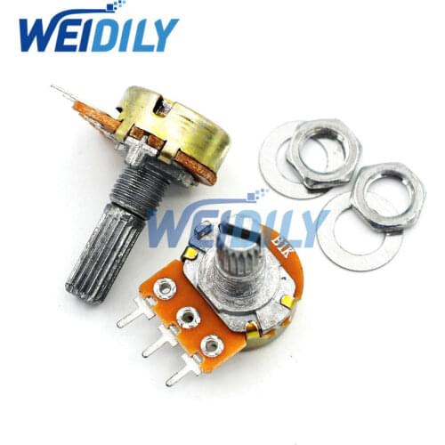 5PCS/LOT 20mm Shaft WH148 B1K 1K Linear Potentiometer With Nuts And Washers 3pin Single Joint