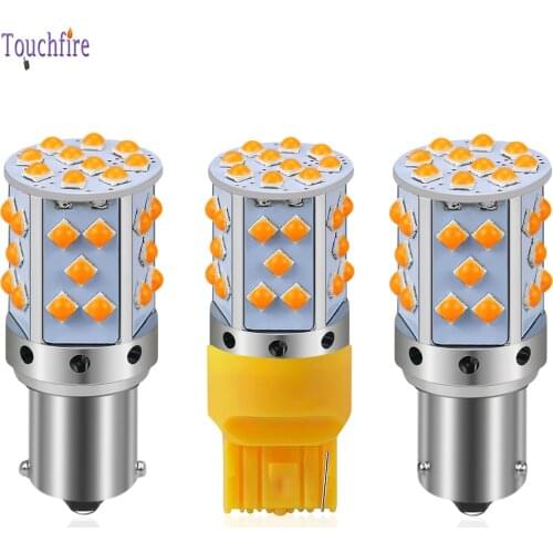 20PCS 1156 P21W PY21W BAU15S1157 BAZ15D BAW15D LED Canbus Car Bulb 2400Lm Turn Signal Amber Light 3030 35smd Auto Lamp 10-60V