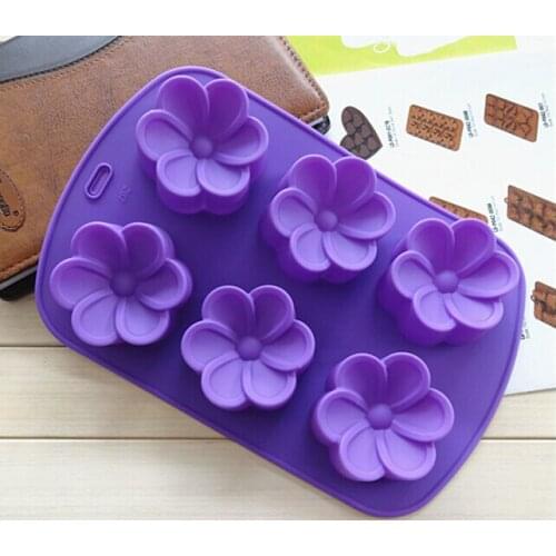 20pcs/lot New 6 Holes Plum Flowers Silicone Cake Mould Soap mould jelly mould chocolate mold Cake Decorating Tools