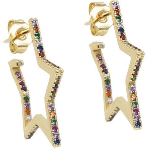 2019 christmas star Stud Earrings Crescent High quality Tarnish Resistant Earrings with multicolored zirconia