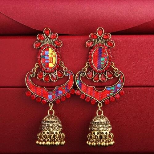 Afghan Bohemia Tribal Crystal Gold Drop Dangle Indian Big Long Tassel Earrings for Girl Ethnic Jhumka Vintage Egyptian Jewelry