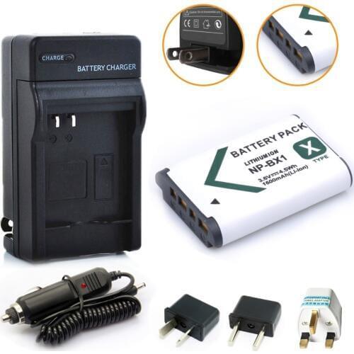 1* 1600mAh NP-BX1 BX1 Camera Battery Batteria + 1* Charger For Sony DSC-RX100 IV RX10 II RX1 HX300 WX300 WX500 HDR-AS15 CX240E
