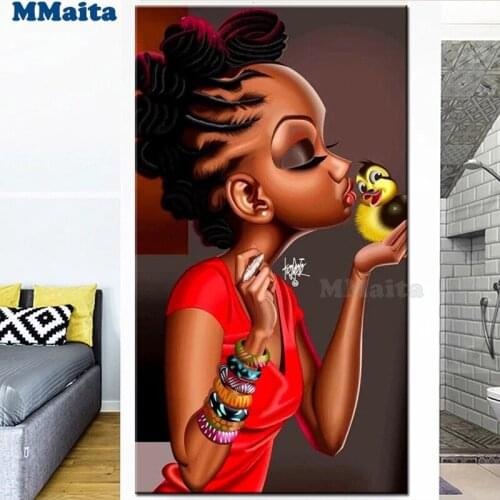 Diamond Embroidery Africa little girl kiss duck Diamond Mosaic Cartoon 5d Diy Diamond Painting Home Decor Handicrafts GG5498