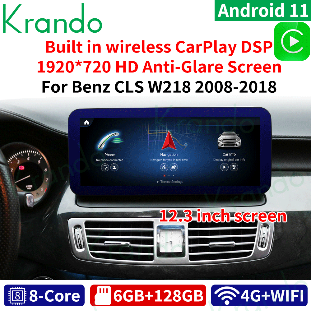 Krando 12.3'' Android 10 8 Core 4+64G Car radio audio GPS multimedia player for Mercedes Benz CLS W218 2011-2016 Car Nivagation