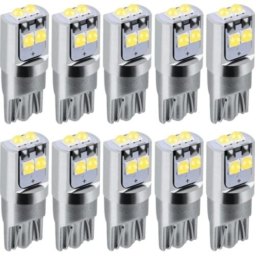 10PCS T10 W5W WY5W Super Bright LED Auto Dome Reading Lamps Turn Side Lights Wedge Parking Bulbs Car Goods White Red Yellow Blue