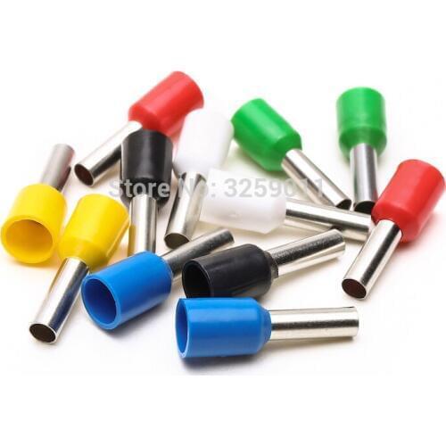 1000PCS E2512 2.5mm Electrical Crimp Terminal Block Tubular Wire Connector tube pre-insulating terminal type TG-JT EV2512 AWG14