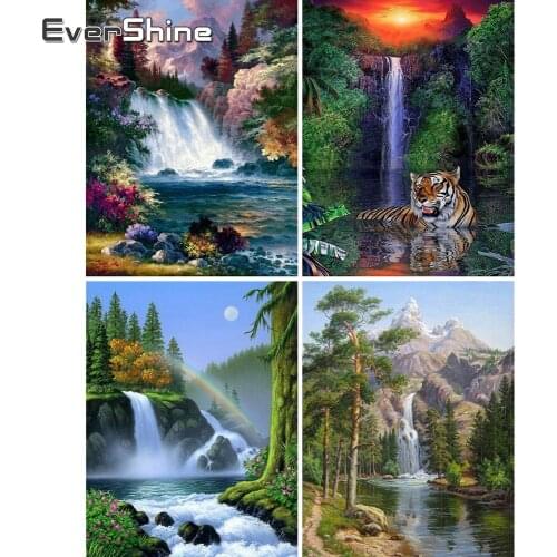 Evershine Diamond Embroidery Waterfall Landscape Diamond Painting Full Square Cross Stitch Kit Diamond Mosaic Decoration Gift