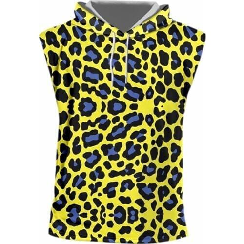 IFPD EU Size Sleeveless Shirts Boy Fashion 3D Printed Leopard Spots Hooded Tank Top Hiphop Plus Size Clothes Homme Summer Vest