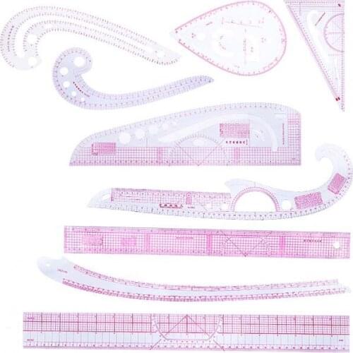 KAOBUY 9pcs Tailor Measuring Kit DIY French Curve Sewing Set Multi-functional Yardstick Sewing Tools Measure Dressmaking