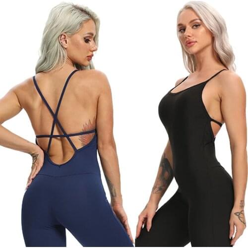 Yoga Set Fitness Women Jumpsuit Sexy Sleeveless Tracksuit One Piece Sports Clothing Backless Workout Sportswear Gym Leggings